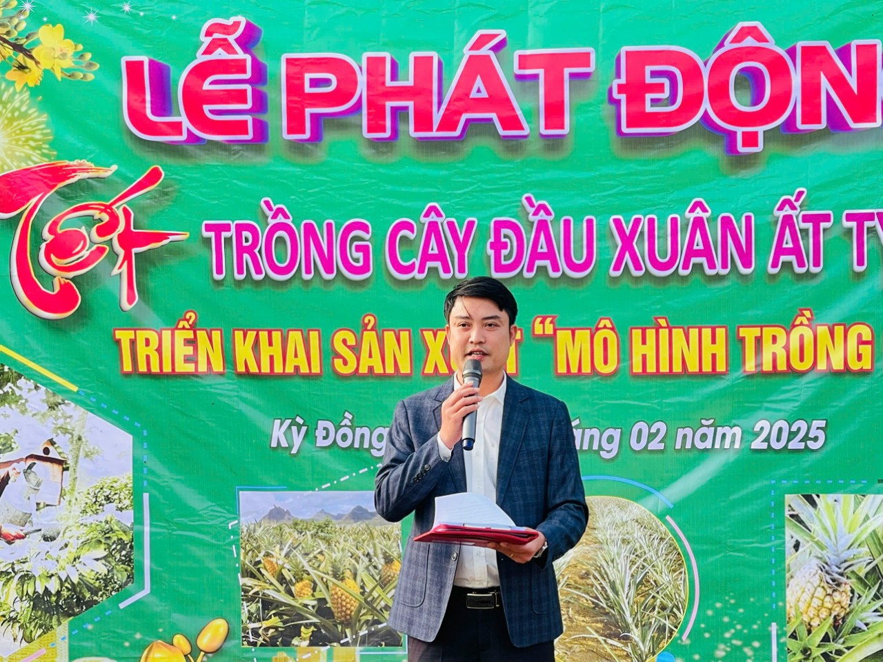 Thị trấn Kỳ Đồng: Tổ chức lễ phát động tết trồng cây đầu xuân và ra quân triển khai sản xuất mô hình trồng Dứa